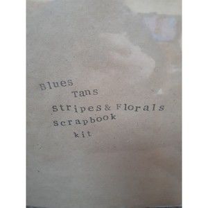 Blues Tans Stripes & Floral Scrapbook Kit